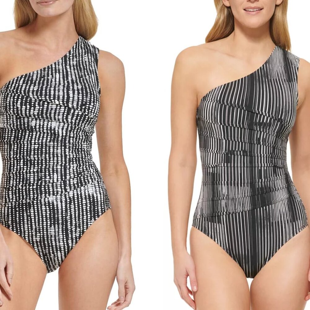 NWT Calvin Klein Women's One-Shoulder Starburst One-Piece Size 4-16 $150 FF313